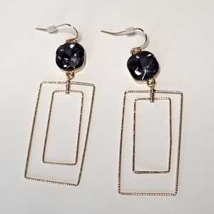Elegant Gold Dangle Earrings With Smoke Rhinestone